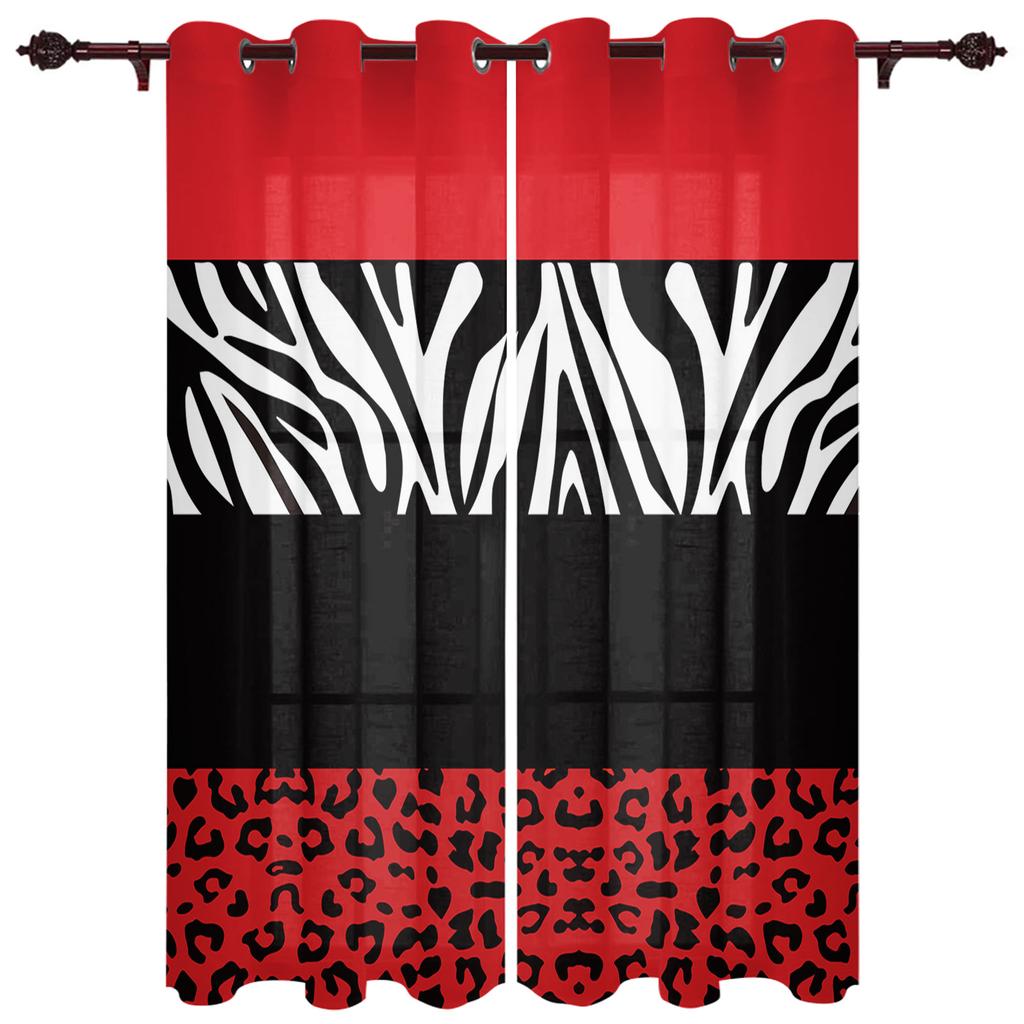 Красная зебра с леопардовым принтом, оконные шторы, домашний декор, оконные шторы для спальни, занавески для гостиной