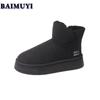 Модные меховые зимние ботинки женские на плоской платформе хлопковые туфли женские 2025 трендовые теплые зимние ботинки из искусственной кожи с плюшем удобные зимние ботинки Zapatos Mujer