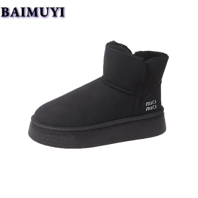 Модные меховые зимние ботинки женские на плоской платформе хлопковые туфли женские 2025 трендовые теплые зимние ботинки из искусственной кожи с плюшем удобные зимние ботинки Zapatos Mujer