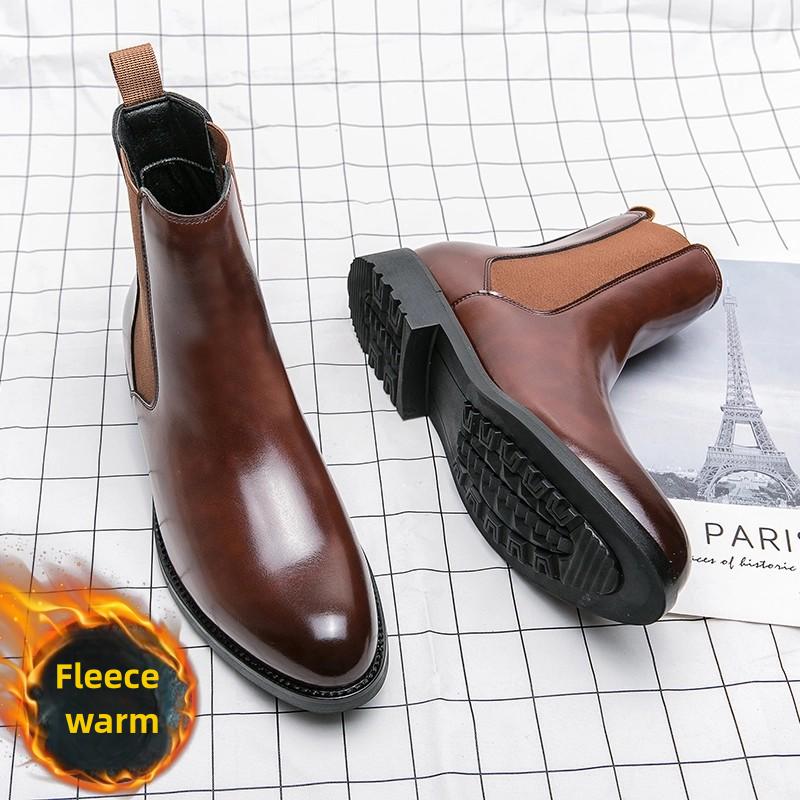 Мужские классические ботинки челси черные коричневые на один шаг повседневные удобные теплые ботильоны европейские уличные тренировочные ботинки размеры 37-46