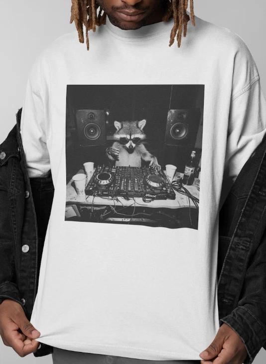 Animal DJ Shirt, Funny DJ Shirt,Raccoon Meme, Raccoon Graphic Tee