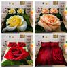 3D Flower Bedding Set Rose Quilt Cover Pillowcase Double Bed Full Size Bedspread Set Washable Zipper Comfortable Home Decoration