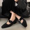 French Thick Heel Gray Single Shoes with Skirt Evening Shoes Women's Shoes 2025 Autumn and Winter Velvet Mary Jane Fluffy Shoes