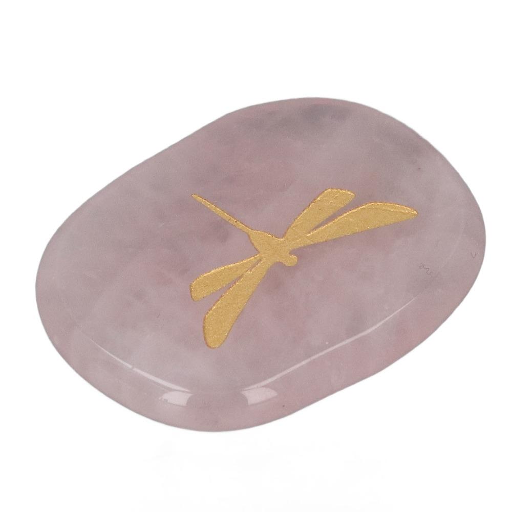Gold Worry Stone Carved Dragonfly Balance Stone Hardwearing Palm Stone Home Office