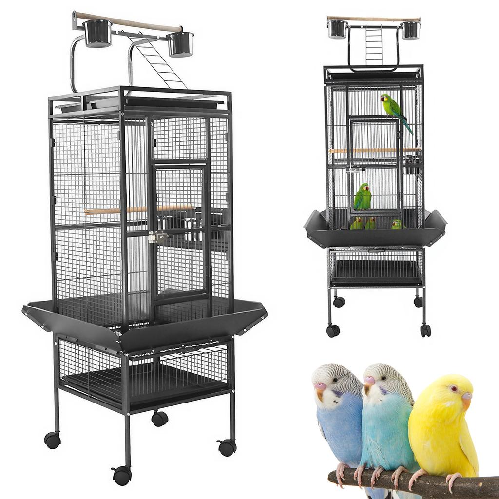 Large Bird Flight Cage with Rolling Stand Playtop Parrot Cage Pet Bird House for Parakeets Canaries Cockatiels Lovebirds