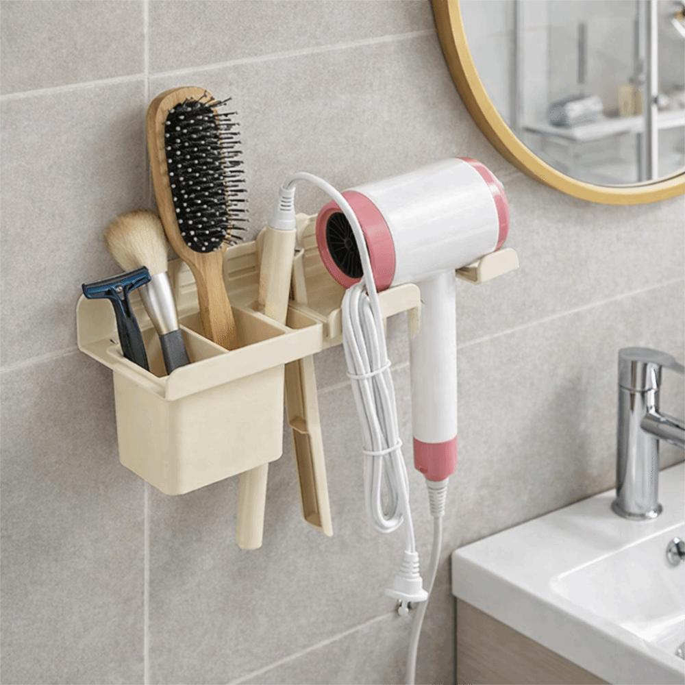 Wall Mounted Hair Dryer Holder Carbon Steel Curling Iron Shelf Toilet Blower Holder  Hairbrush