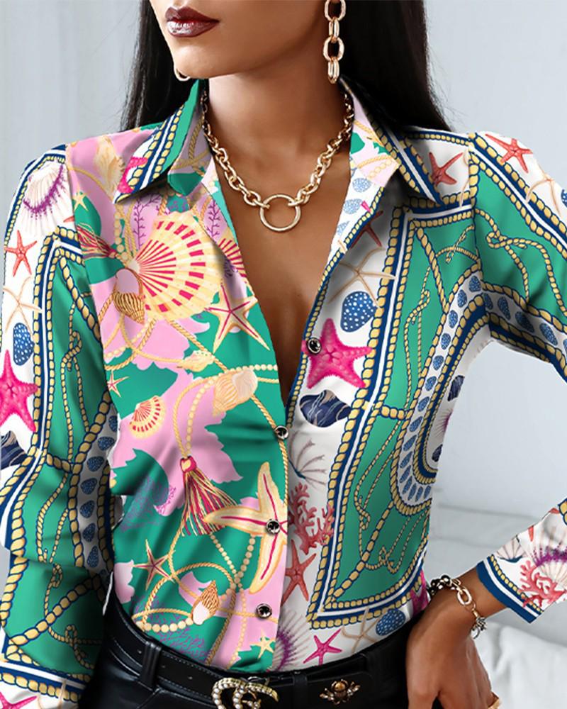 Рубашка с длинным рукавом и V-образным вырезом в стиле ретро в стиле колор-блок 2021 года осень/зима