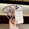 Магнитный чехол для телефона Magsafe для Apple iPhone 17 Air 16e 16 15 14 Plus 13 12 11 Pro Max Прозрачный защитный чехол из ПК + ТПУ