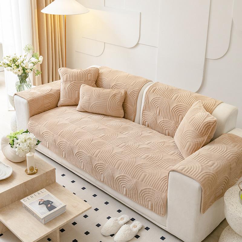 Winter Plush Non-Slip Sofa Cushion Modern Leather Cover Soft Seat Pad for Home Decor