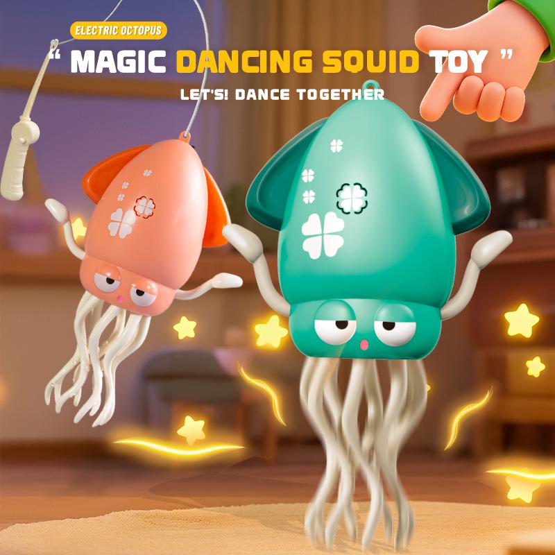 Electric Dancing Squid Toys for Kids Sound and Lights Obstacle Avoidance Crawling Simulation Octopus Baby Funny Interactive Toy