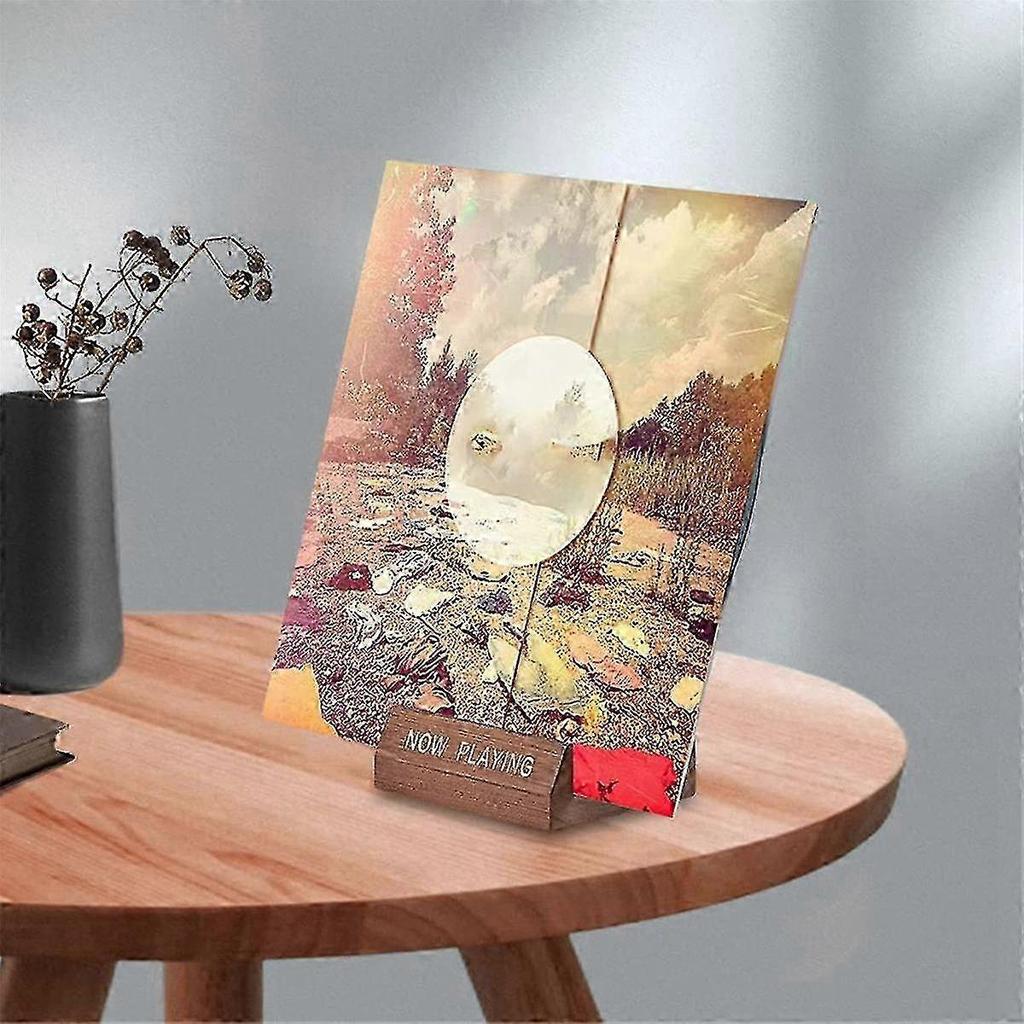 Vintage Wooden Vinyl Record Holder - Home Office Desktop LP Record Display Stand CD & Albums Storage Shelf Rack