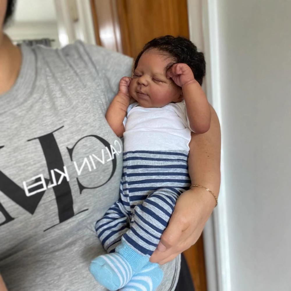 19 Inch Reborn Simulation Doll Pascale Wear Blue and White Plaid Pants Soft Touch Cloth Body Newborn Baby Doll Realistic Baby Doll Children's Day Gift