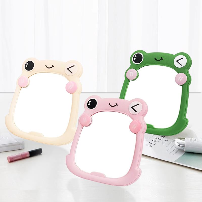 Frog Makeup Mirror Cartoon Fun Student Desktop Folding Wall Hanging Beauty Makeup Mirror Desktop Single-sided Princess Mirror