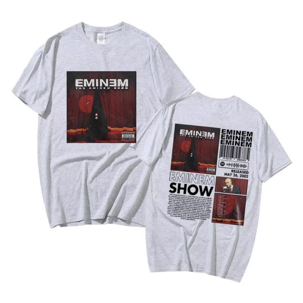 Футболка с принтом с обеих сторон Альбом рэпера The Eminem Show Мужская Хип-Хоп Оверсайз Футболки Женская Винтажный Стиль Уличная Одежда Футболка Лето