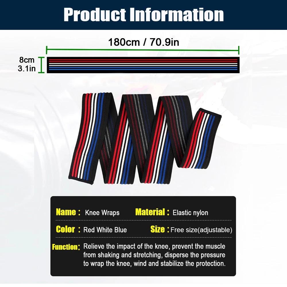 Knee Pads 180Cm*8Cm Fitness Pressurized Straps Gym Weight Lifting Leg Knee Compression Training Wraps Elastic Bandages New