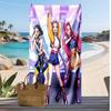 Пляжное полотенце с принтом Kpop Demon Hunters, Большое впитывающее быстросохнущее полотенце для летнего отдыха на природе и плавания