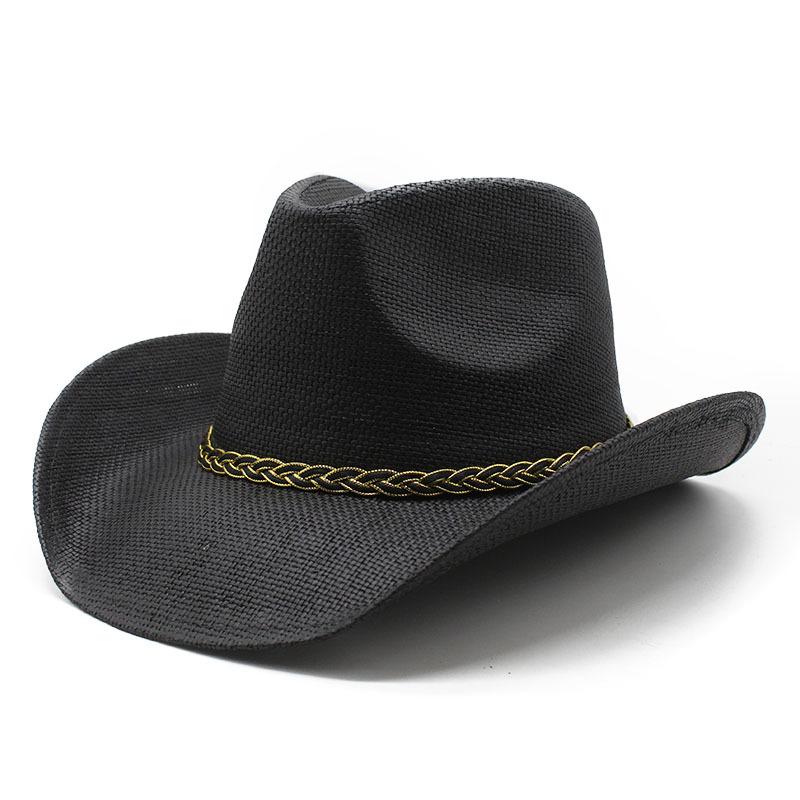 Hard Top Cowboy Hat Sun Protection Summer Hat Men'S And Women'S Panama Straw Hat Top Hat American Western Cowboy Hat New