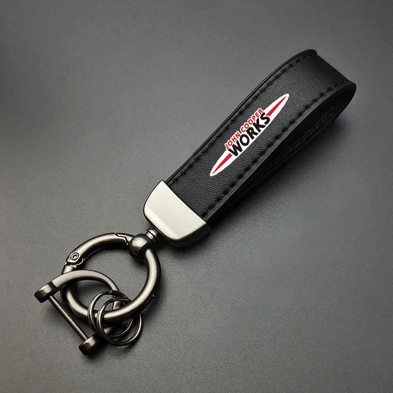 4S Dealership Car Emblem Keychain Calfskin Auto Key Chains For MINI One Cooper JCW Countryman Clubman Cabrio Paceman Coupe WORKS uylez55