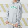 Puma Толстовка с капюшоном и принтом букв, повседневная, с длинным рукавом, унисекс, серая 682921-04
