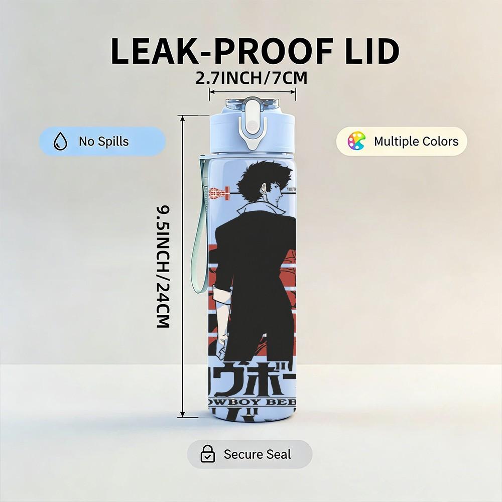 1PC Gunman Back View Art 750ml sports water bottle leakproof straw lid outdoor office home