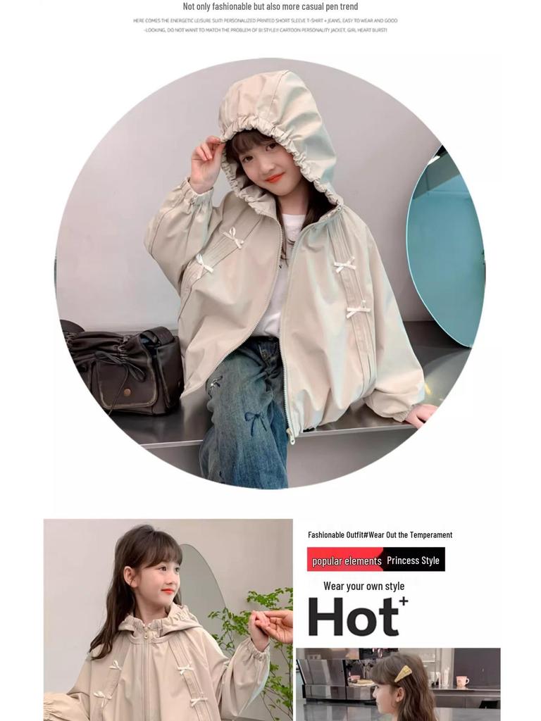 Осень 2025 Куртка-ветровка для девочек в корейском стиле