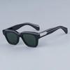 JMM Fellini Square Sunglasses Handmade in Japan Imported Acetate Classical Acetate Black Optical Frame with Metal on Arms