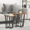 2-Piece round side table set, wooden coffee tables with metal frames, living room decoration table set