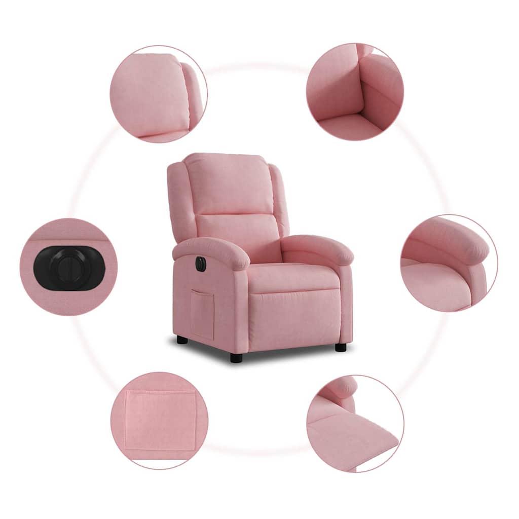 Electric Recliner Chair Pink Velvet