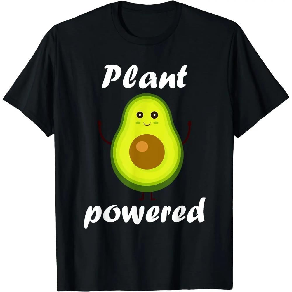 Забавные винтажные футболки Powered Plants с вегетарианской диетой от Vegan, летние графические футболки из хлопка для подарка на день рождения, мужская одежда, большие размеры, унисекс