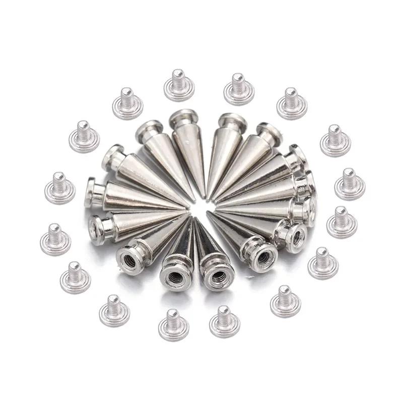 10-100 шт. круглые конические шипы металлические шипы для дерева заклепки с резьбой DIY ручная работа крутые панк-заклепки для одежды украшения для одежды обуви
