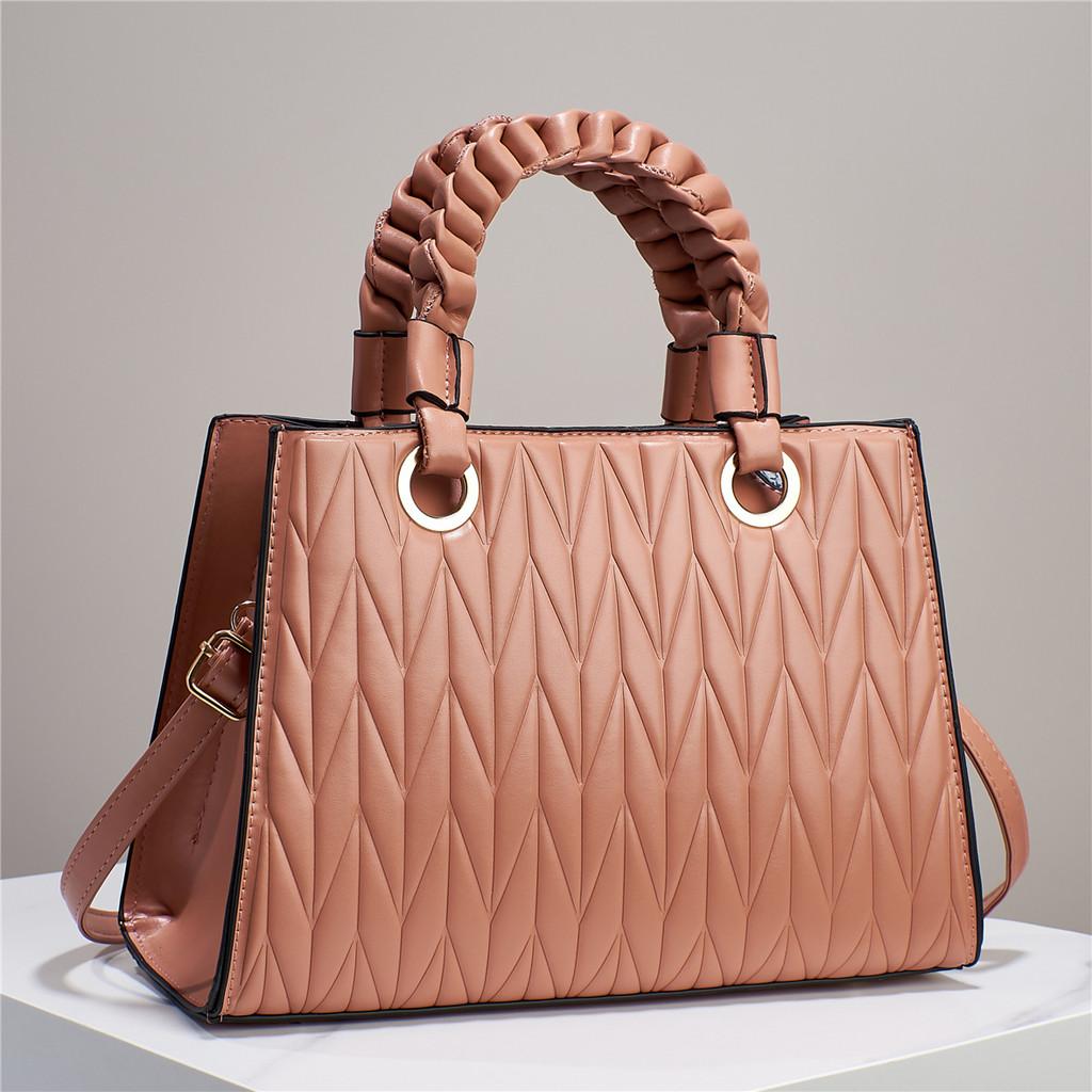 Ladies Stylish Pu Tote With Wrinkled Design And Multiple Interior Compartments For Daily Outings