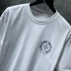 8702 CHROME HEARTS Летняя Новая Высококачественная Хлопковая Круглый Вырез Свободная Большого Размера Мужская и Женская Футболка Футболка для Пары