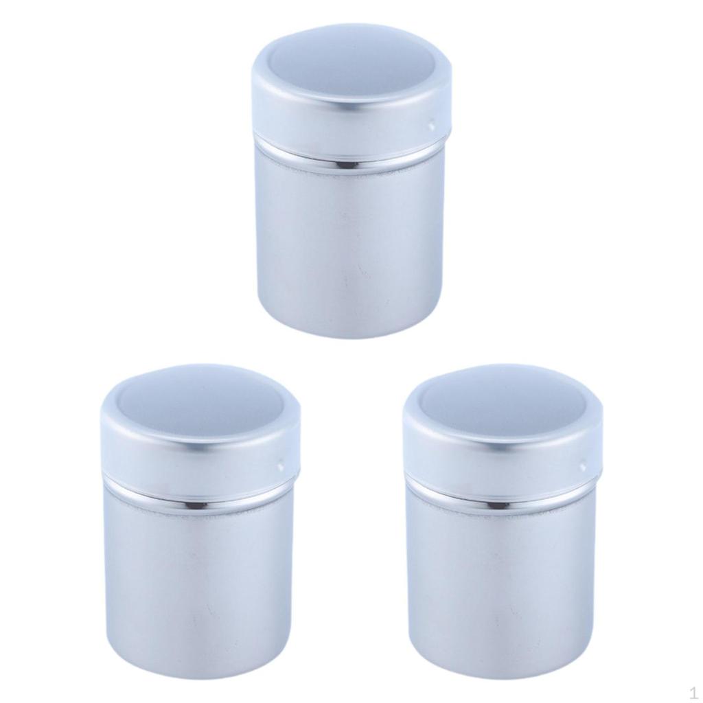 3 Pieces Chocolate Shaker Fine Mesh Powder Salt Spice Jar Sprinkler for Restaurant