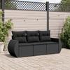 VidaXL Garden Lounge Set 3 Pcs with Cushions Black Wicker 3253392