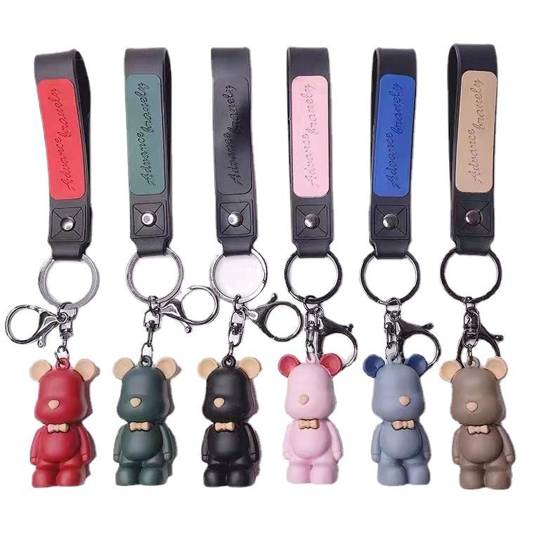 Подвеска на рюкзак, силиконовая кукла, свирепый медведь, автомобильный брелок, галстук-бабочка, медведь, подарок для мальчиков и девочек, мультяшный, креативный, милый, ювелирный аксессуар