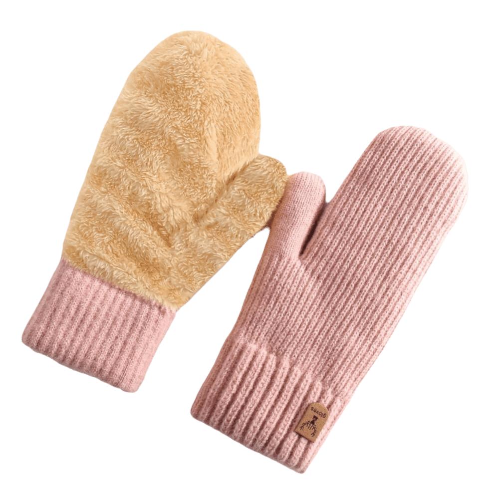 Thick Warm Gloves Warm Knit Mittens Suitable Double-Layer Mittens Winter