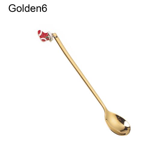 Рождественская ложка с длинной ручкой, прочная нержавеющая сталь, десертный салат, фруктовая дегустация