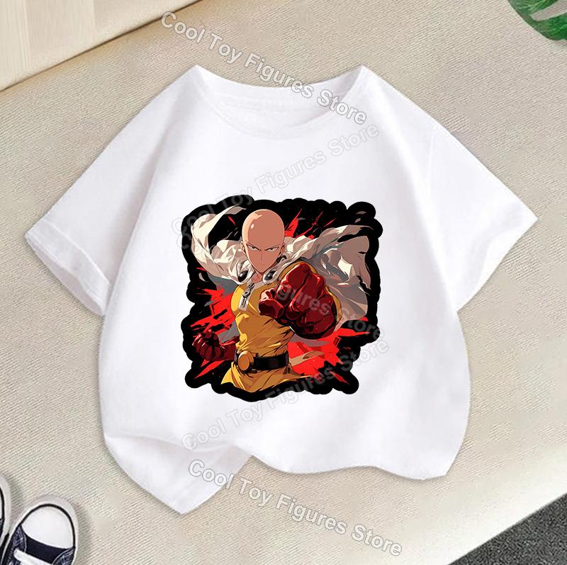 One Punch Man Series Boy Girl Short Sleeve Tops Summer Kids Tshirt Cartoon Saitama Merch Cute Child Casual Clothes Birthday Gift
