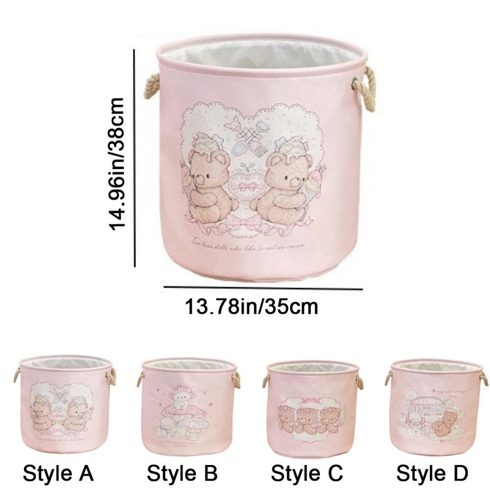 Round Shape Dirty Clothes Basket Cartoon Sundries Storage Basket Laundry Hamper  for Home