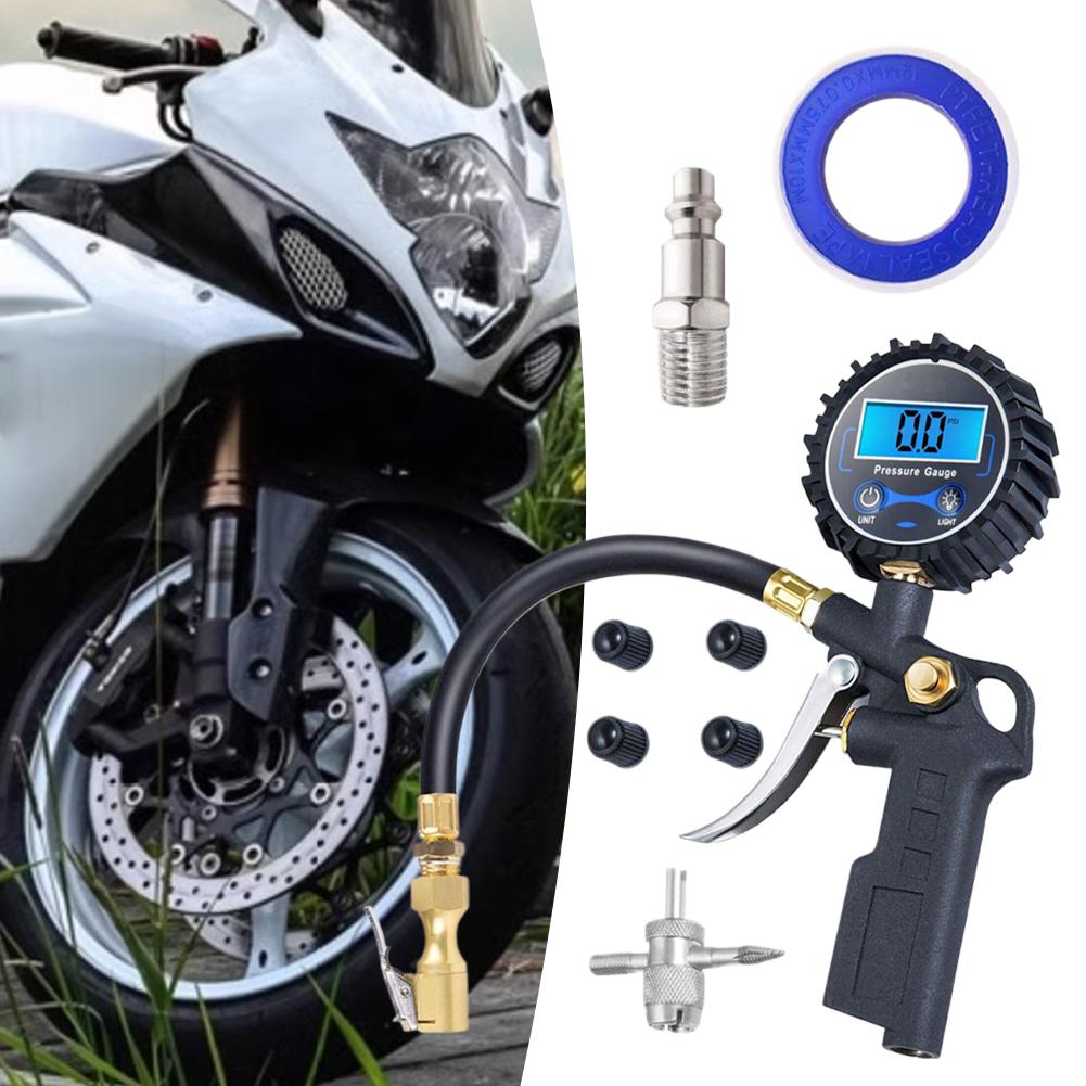 Digital Display Tire Pressure Gun Auto Tire Inflator Gauge Tire Air Motorcycle Digital Pressure Chuck 50 PSI Trucks, Cars, E7B9