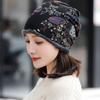 Soft Winter Fashion Warmer Soft Print Flower Neck Warm Women Hat Bib Hats Velvet Bonnet Beanie
