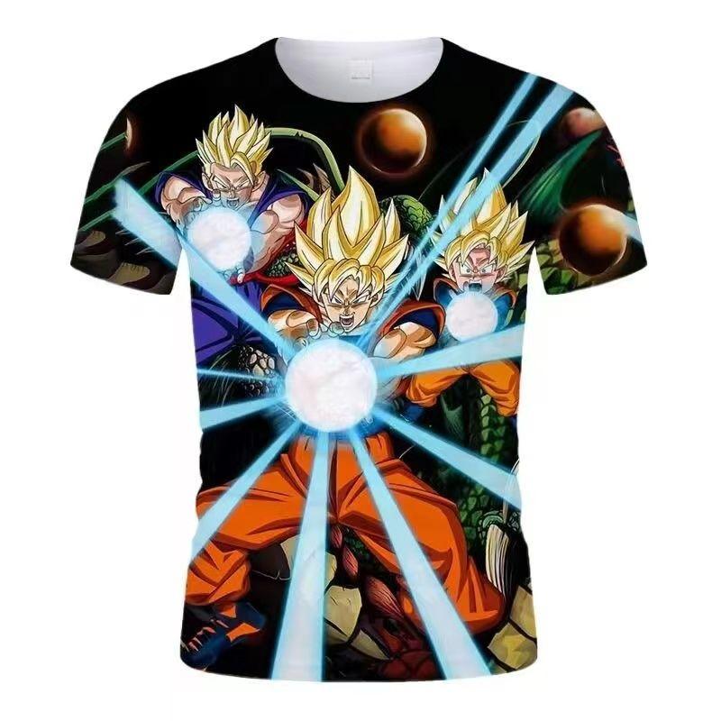 Летняя новинка 2024 года с коротким рукавом и 3D-принтом, модная крутая мужская и женская футболка с круглым вырезом в стиле аниме «Dragon Ball»