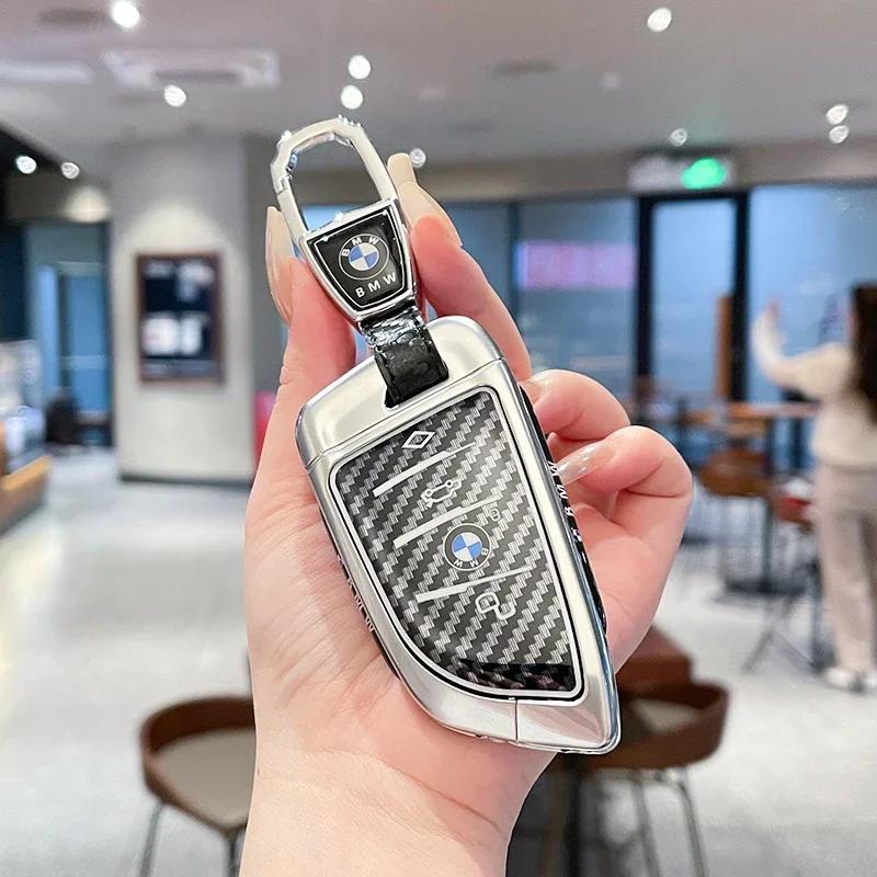 for BMW X1 X3 X4 X5 X6 F15 F16 G30 3 5 7 Series G11 F48 Remote Smart Auto Car Key Case Cover Keyring Accessories EJ3