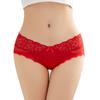 Sexy Lace Underwear Women's Mid Waist Ultra-thin Mesh Embroidered Embroidery Empty Triangular Waistband Panties
