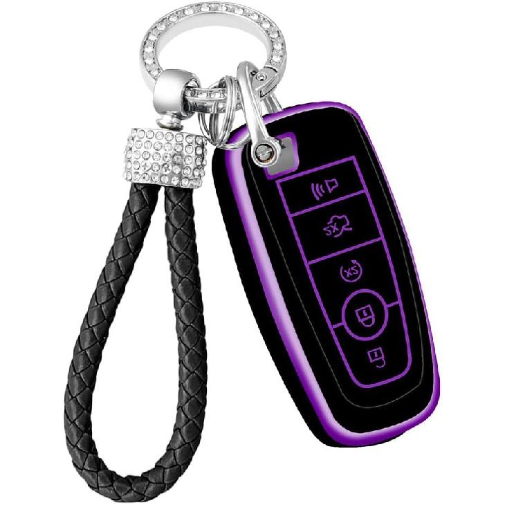 for VW Key Fob Cover with Keychain, Full Protection Key Fob Case Cover Fits for VW Volkswagen Jetta Beetle Tiguan Passat Polo Golf Car Accessories