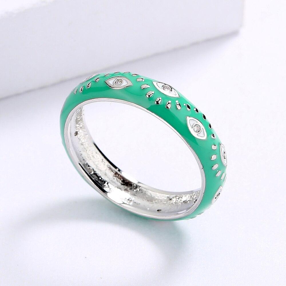 Exquisite Ring for Women's Fashion Color Enamel Plain Ring Ring Eye Shape Ring Party Jewelry Handmade Enamel Jewelry