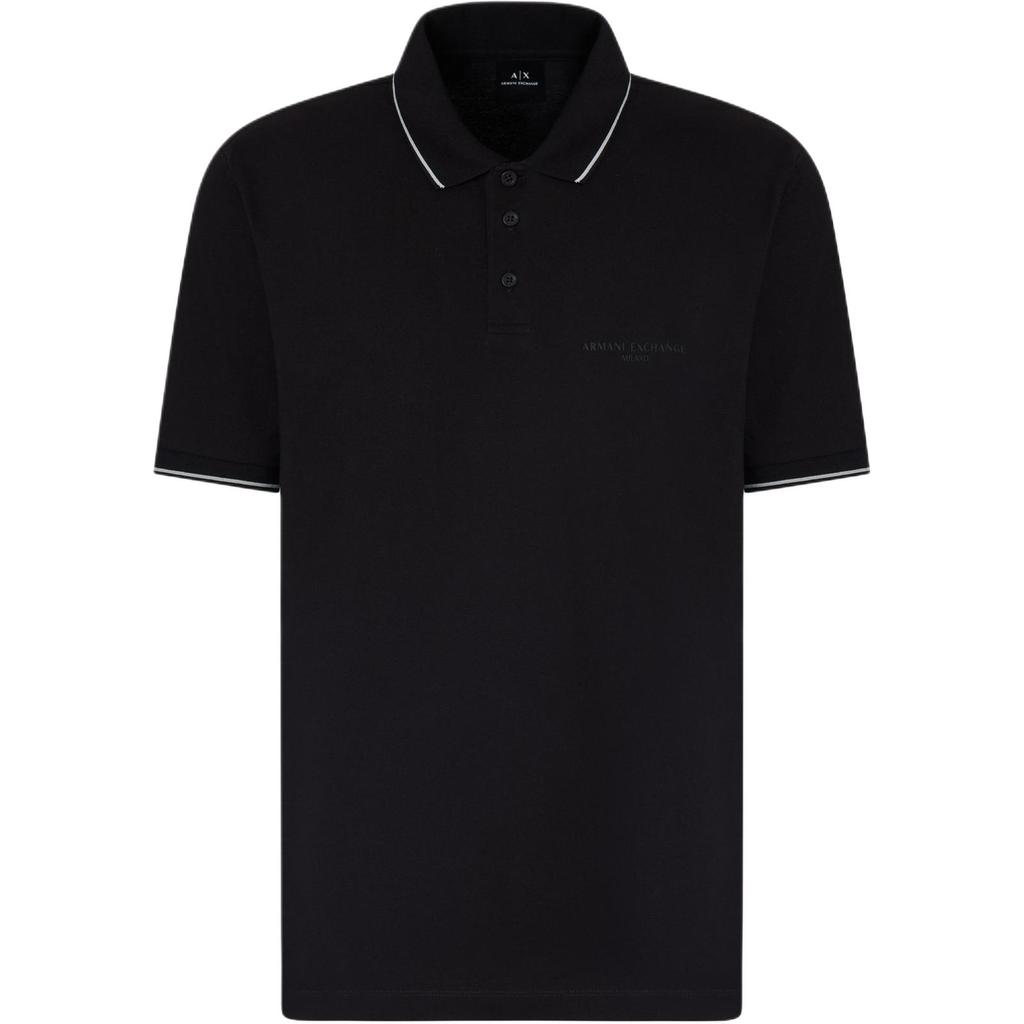 Armani Exchange Хлопковая мужская футболка-поло с коротким рукавом, приталенная, черная XM000489-AF13026-UC001