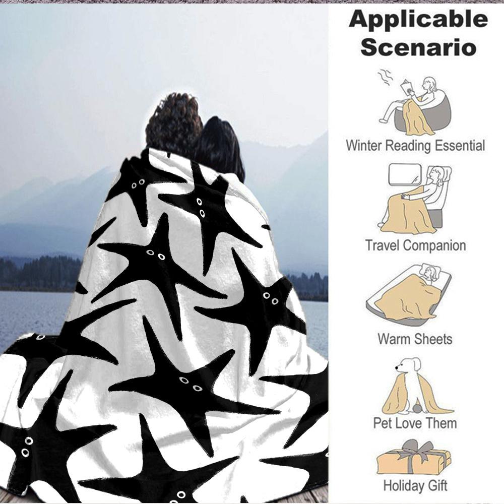 1pc Starfish Pattern Blanket Warm, Cozy, And Soft, Suitable for Sofas, Beds, Cars, And Office Use.Perfect for Camping And Travel, Making It a Great Gi