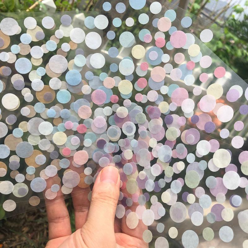 6 Sheets Round Star Washi Stickers Cute Kawaii Self Adhesive DIY Scrapbook Journal Stationery Supplies