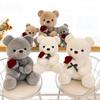 Decoration Adorable Fashion Hold A Rose Cartoon Little Bear Doll Stuffed Animal Toy Plush